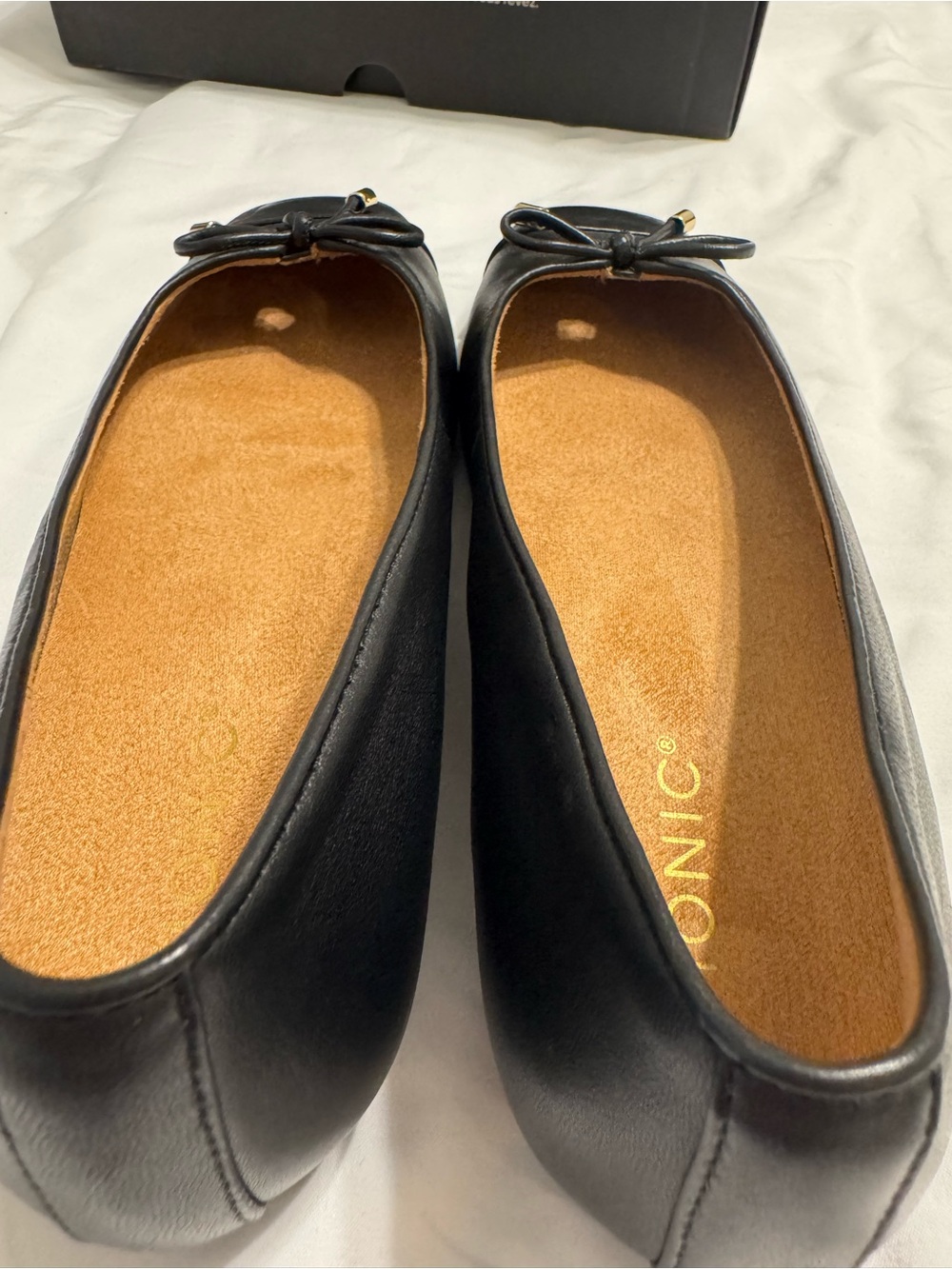 Vionic Black Bow-Accent Square-Toe Ballet Flats - Picture 8 of 9